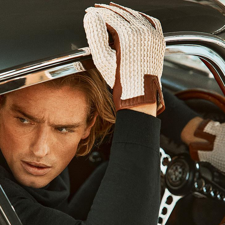 Dents Lancaster Men's Crochet/Leather Driving Gloves