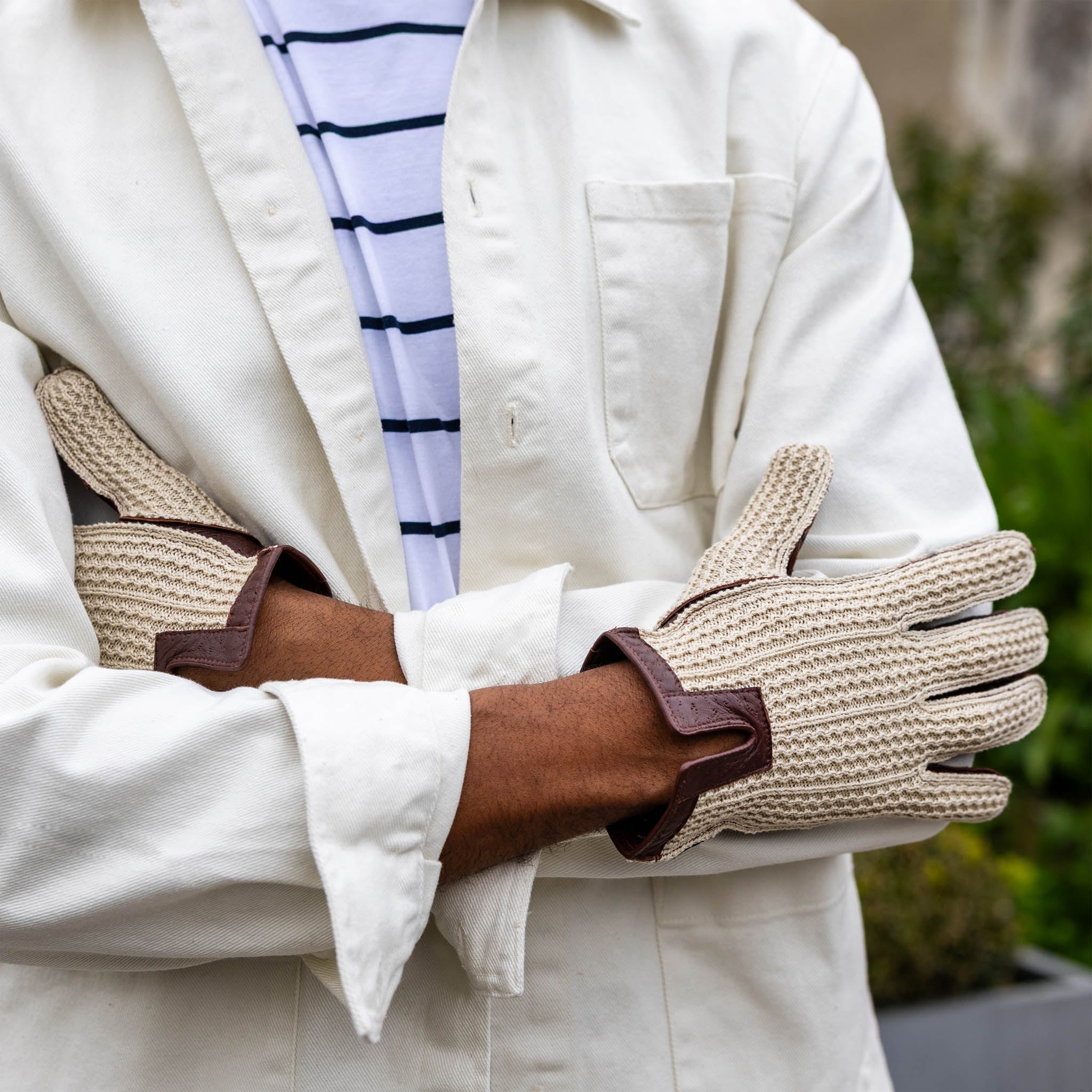 Dents Lancaster Men's Crochet/Leather Driving Gloves