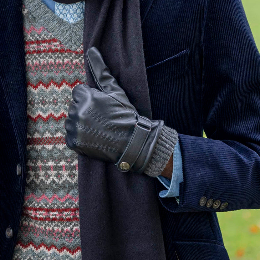Dents Henley Men's Warm-Lined Touchscreen Leather Gloves