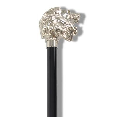 Fox Umbrellas Ltd. Lion Head Walking Stick - Nickel Finish - City Hatters