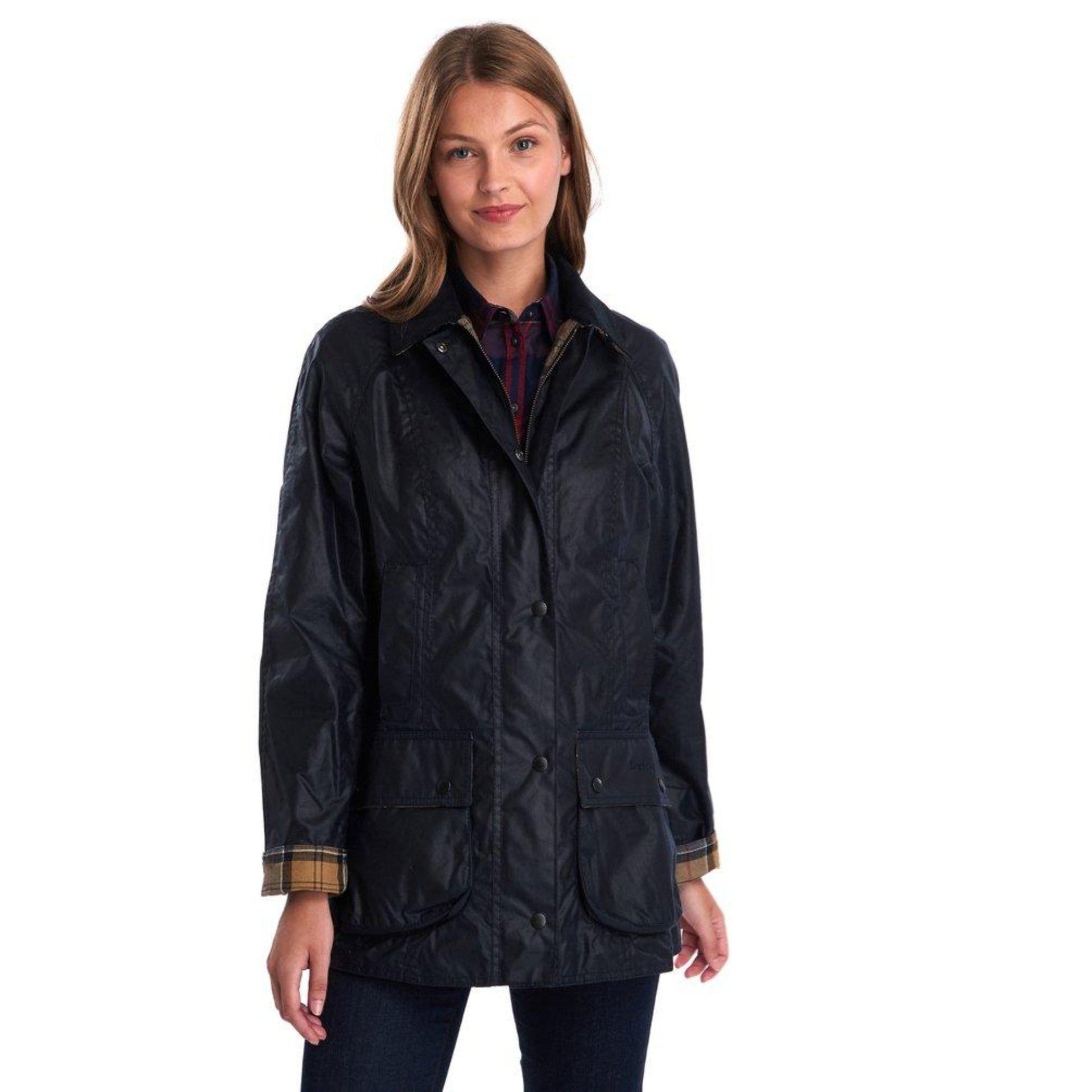 HENRY SARTORIAL x BARBOUR Women Beadnell Wax Jacket NAVY - City Hatters