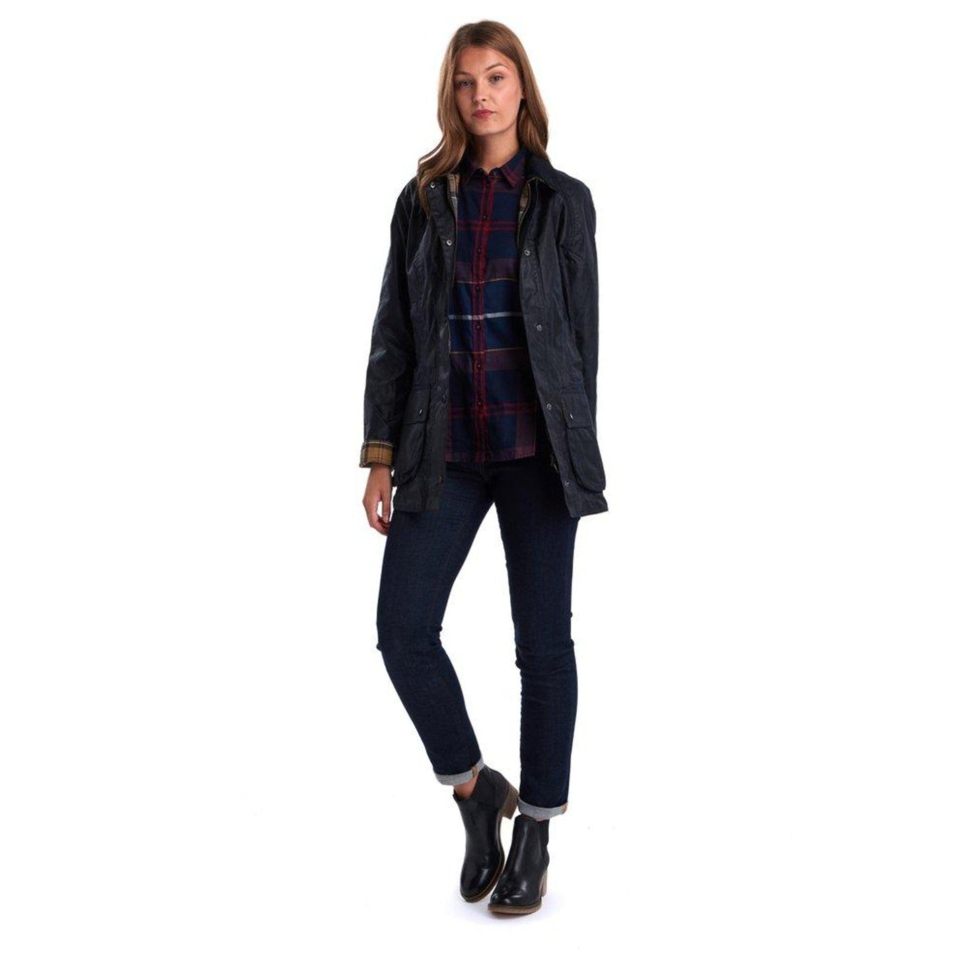 HENRY SARTORIAL x BARBOUR Women Beadnell Wax Jacket NAVY - City Hatters