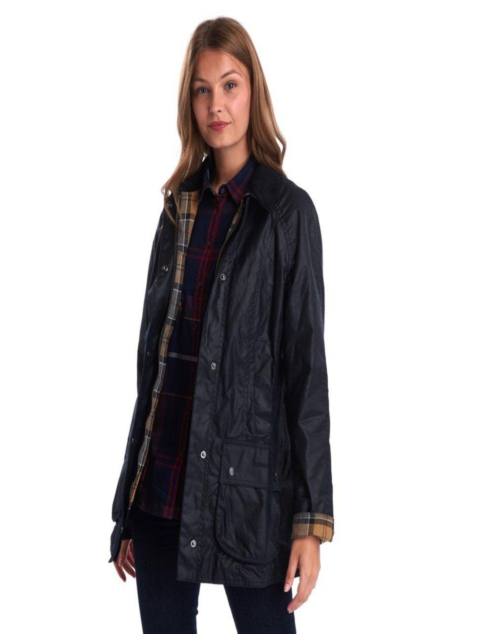 HENRY SARTORIAL x BARBOUR Women Beadnell Wax Jacket NAVY - City Hatters