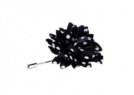 Large Flower Lapel Pin - Black/White - City Hatters