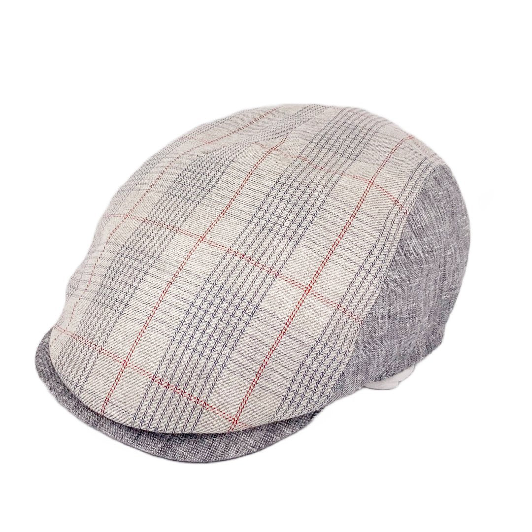 M by Flechet Check Panel Linen/Cotton Sports Cap - City Hatters