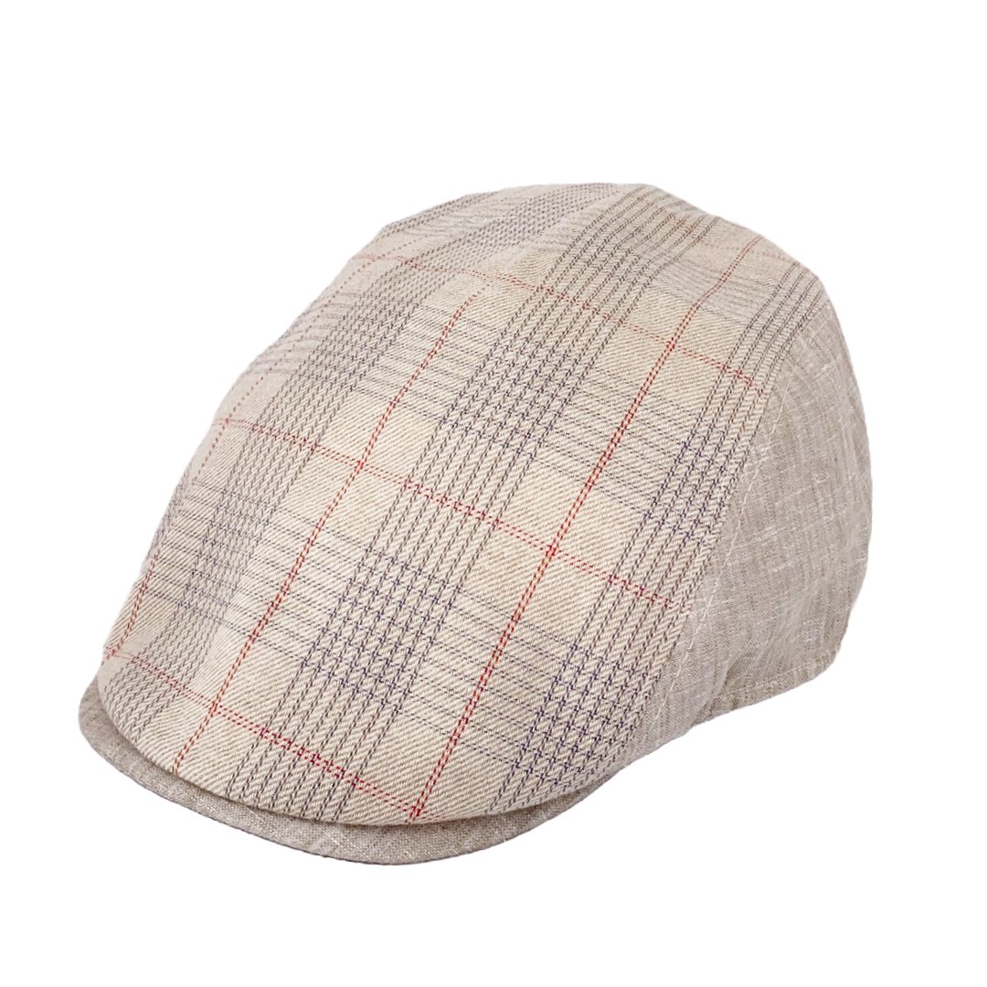 M by Flechet Check Panel Linen/Cotton Sports Cap - City Hatters