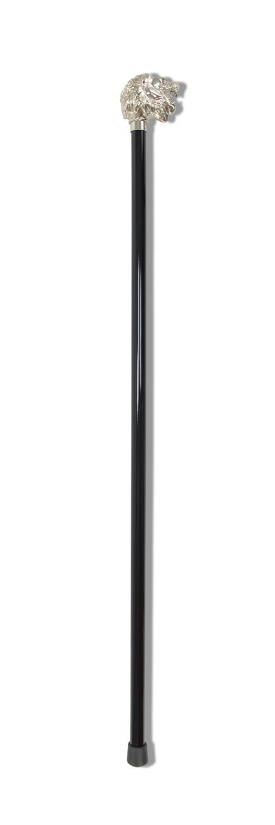 Fox Umbrellas Ltd. Lion Head Walking Stick - Nickel Finish - City Hatters